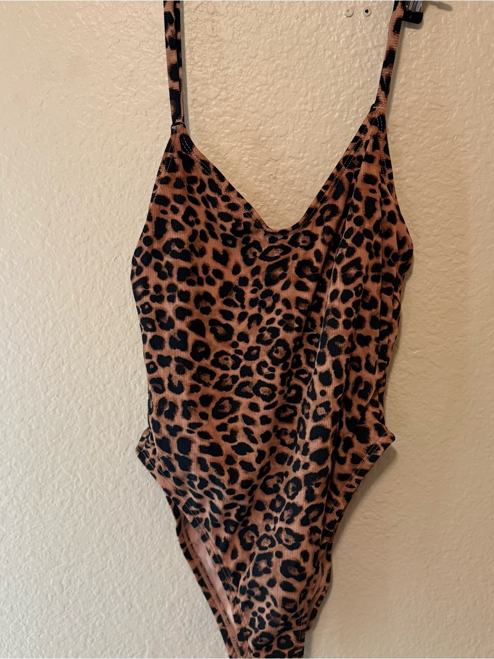 Leopard Print One-Piece Swimsuit - Brown & Black